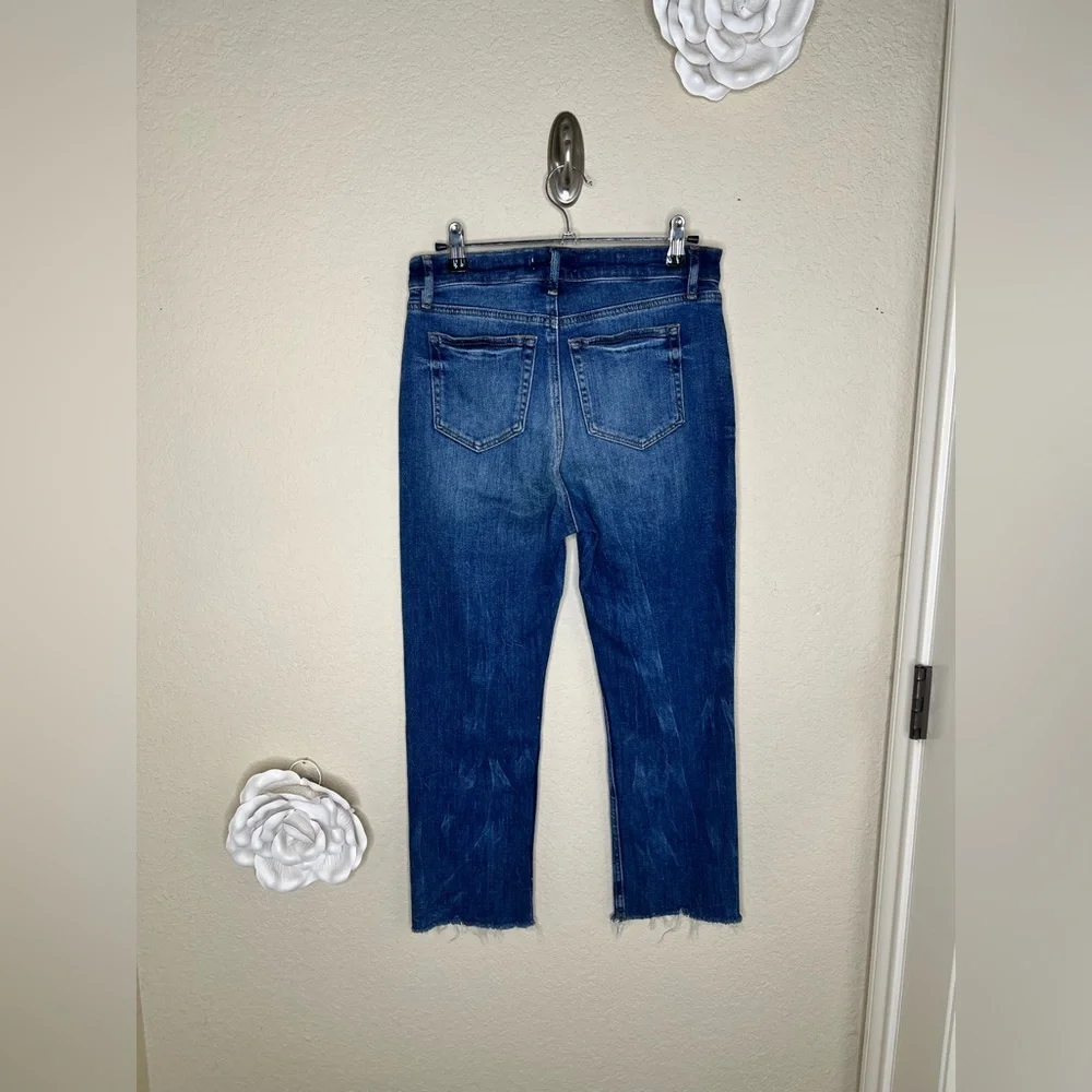 NTM: LOFT High Rise Straight Crop Jeans Medium Wash Distressed Raw Hem Size 27 - Picture 8 of 16